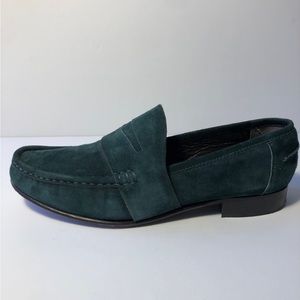 Vera Wang Lavender Audrey Emerald Green Suade Leather Loafers Slipons Size 9 /40